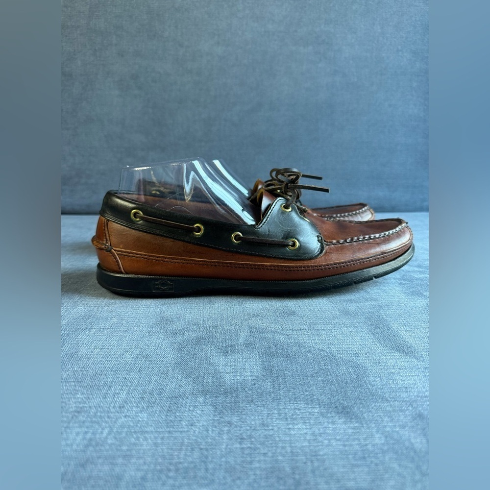 Life Outdoors Slip On Loafer Boat Shoes Men’s SZ 11 Black Brown Leather Preppy